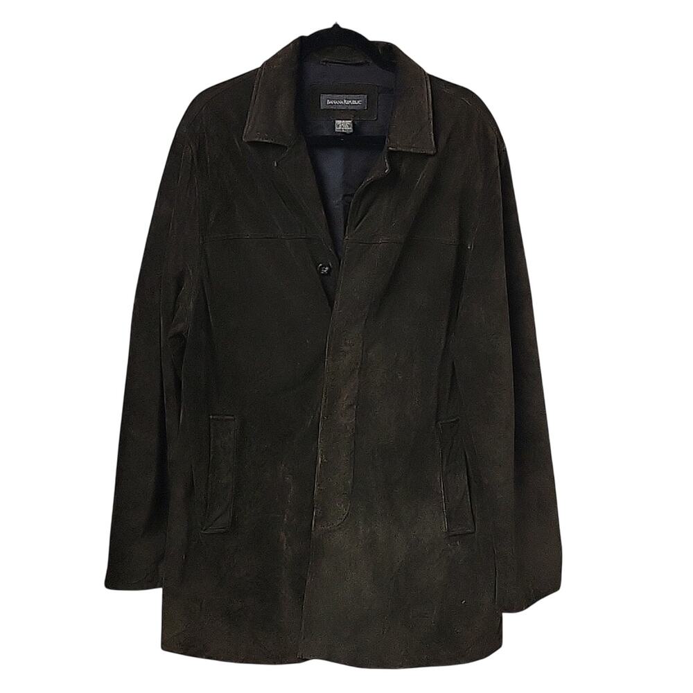 Banana Republic Mens Vintage Y2K Brown Suede Leather Jacket Size Large